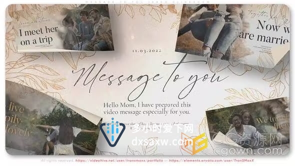 柔和浪漫的风格婚庆视频相册水墨晕染效果甜蜜视频专辑-AE模板