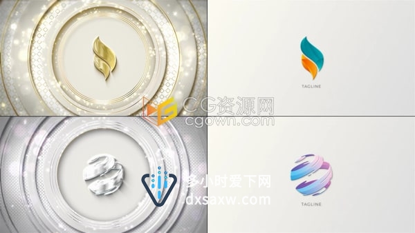 AE标志模板-高级感闪光金色光泽LOGO动画浪漫婚礼高端晚会片头