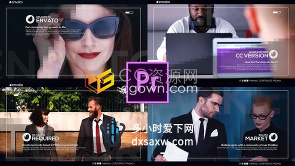 PR模板工程-极简线框动画标题现代公司企业宣传幻灯片