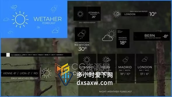 AE模板-气候报告天气预报各种天气图标元素