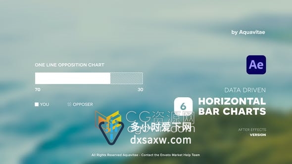 创建6个数据驱动的水平条形图AE模板简单信息图动画