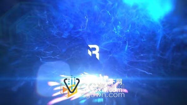 AE模板-彩色光效能量冲击波粒子标志LOGO显示动画