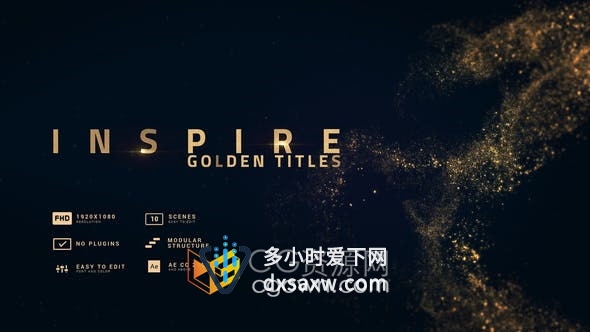 奢华丰富金色粒子流动颁奖典礼婚礼时尚活动电影开幕式视频-AE模板