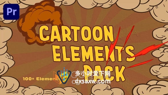 PR模板-99组卡通元素图形MG动画效果Cartoon Elements