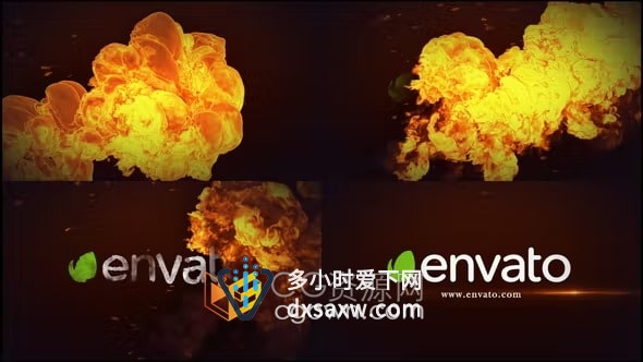 AE模板-燃烧火焰热浪金色火团标志动画Fire Reveal