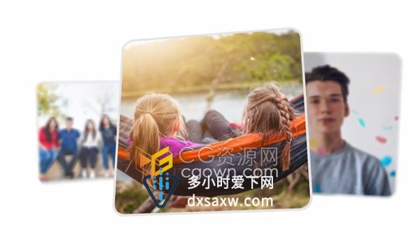 清新简约翻转方形照片幻灯片相册AE模板