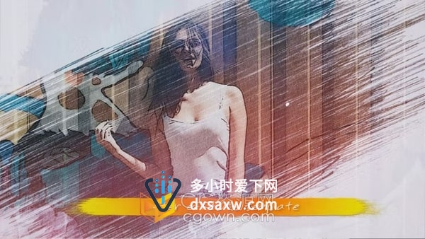 时尚纸张翻页动画素描风格艺术绘画作品展示个性视频相册AE模板