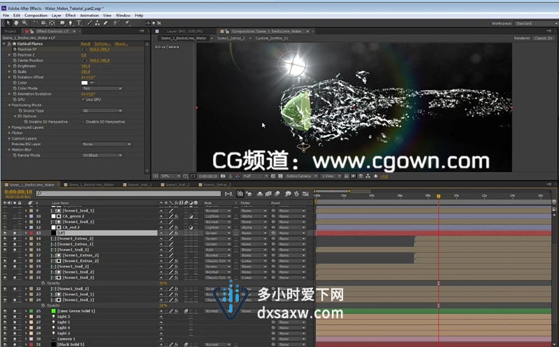 AE使用Trapcode Particular做水效果教程