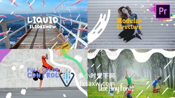 卡通液体图形动画标题介绍视频宣传视频片头效果制作-PR模板