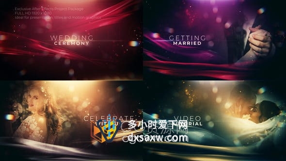 AE模板-抽象美丽柔和丝带动画背景制作晚会颁奖典礼婚礼活动包装优雅标题