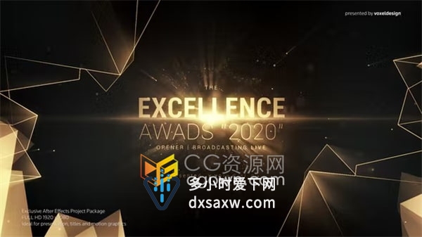 AE模板-大气颁奖典礼电影宣传周年庆晚会包装时装秀活动视频Excellence Awards Opener