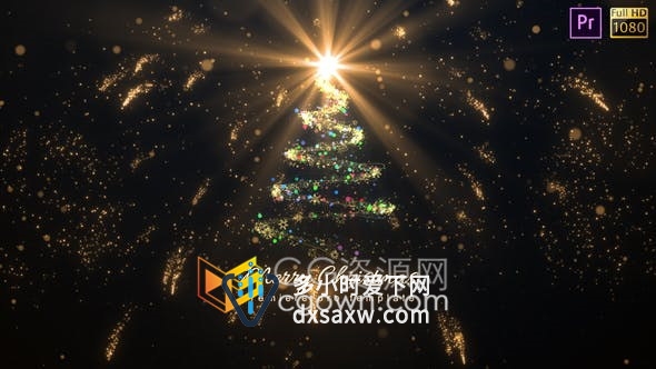 Premiere制作Christmas Logo漂亮华丽魔术数量光线圣诞节视频片头-PR模板