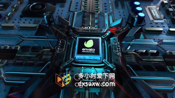 AE模板-高科技风格处理器CPU主板芯片动画效果标志片头