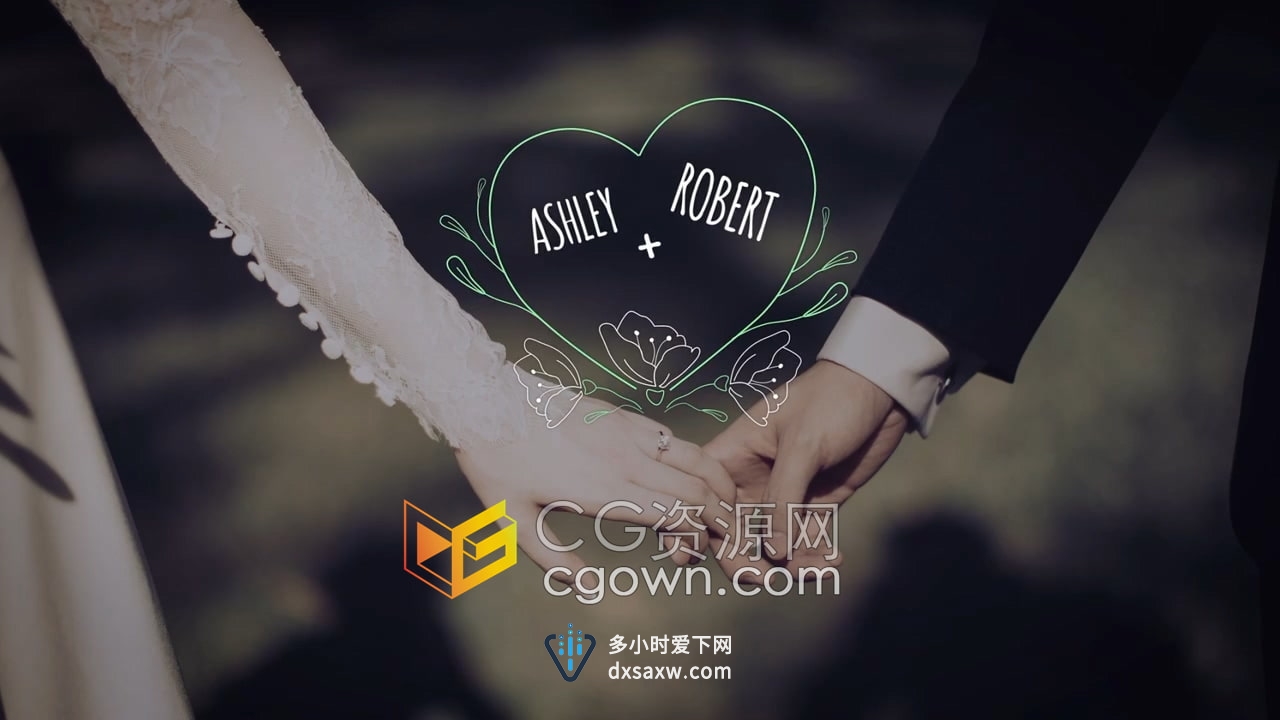 AE模板-清新纯洁优雅婚礼标题婚庆相册周年纪念日情人节活动视频文本动画