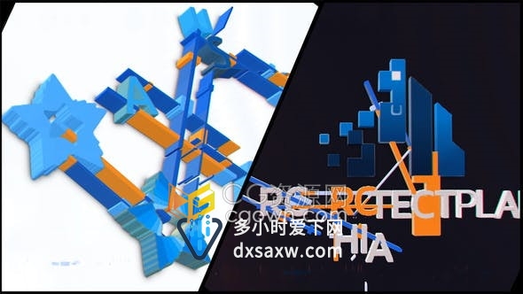 抽象3D效果挤压公司标志LOGO动画AE模板