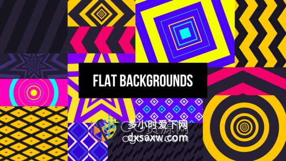 AE模板-46个多用途卡通彩色平面图形动画背景抖音短视频社交节目包装循环动画