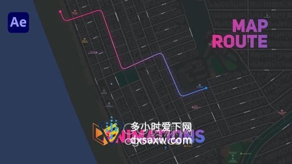AE模板-5个创意坐标定位地图路线动画制作