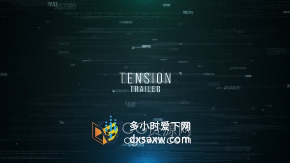 AE模板-HUD互联网高科技闪烁飞行文字故障元素标题预告片