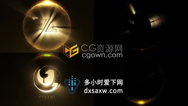 AE标志模板-闪亮金色粒子环3D粒子光圈球体演绎LOGO动画