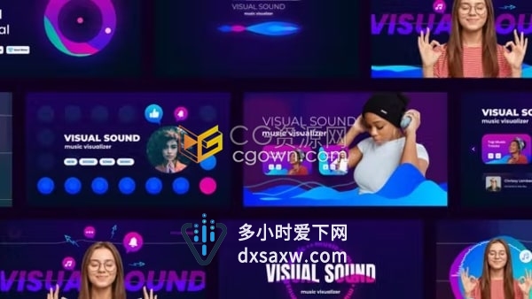 AE模板-9个音乐和歌曲声音可视化器电台活动宣传音乐封面介绍竖屏广告