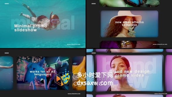 AE模板-透明大标题划动动画显示图像简单多用途视频相册