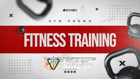 AE模板-制作健身房运动赛事介绍视频开场白Fitness Training Gym Promo