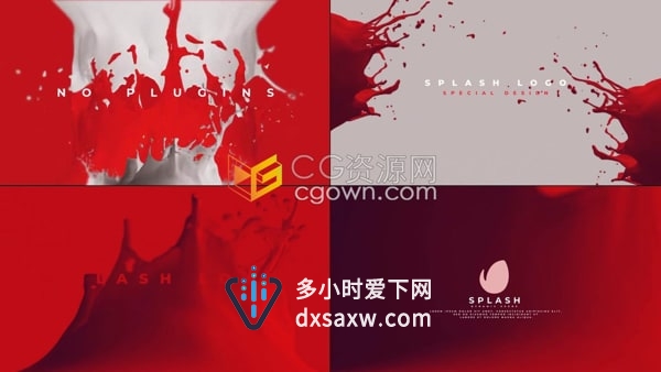 AE标志模板-水墨飞溅效果LOGO片头