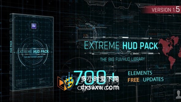 AE模板-700 Extreme HUD未来科技感动态UI界面信息图形元素动画