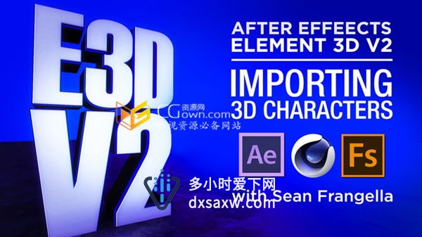 Element 3D V2教程 E3D导入OBJ序列帧角色动画C4D模型