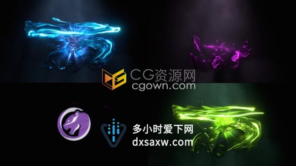 AE粒子标志模板-3D魔幻烟雾粒子漩涡标志LOGO动画带音效