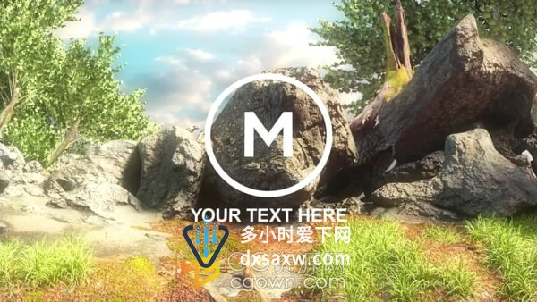 3D场景树木岩石动画LOGO开场视频片头AE模板
