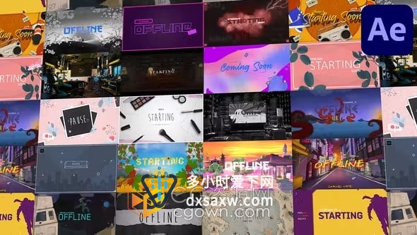 AE模板-带100种高品质音效20个不同主题背景海报Looped Backgrounds