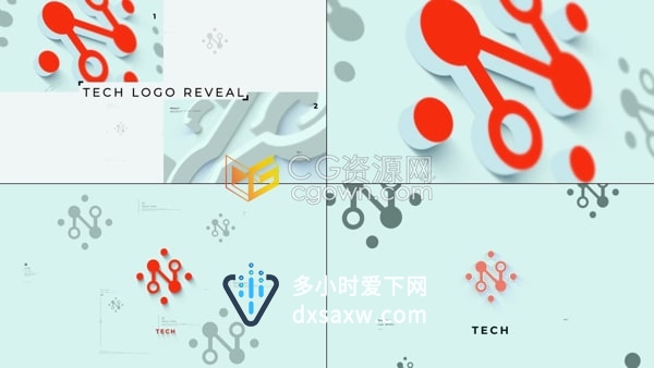 AE模板-创新科技3D元素科技标志揭晓Tech Logo Reveal