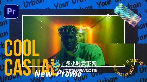 AE与PR模板-多彩大标题创意动画赛博朋克现代宣传视频片头