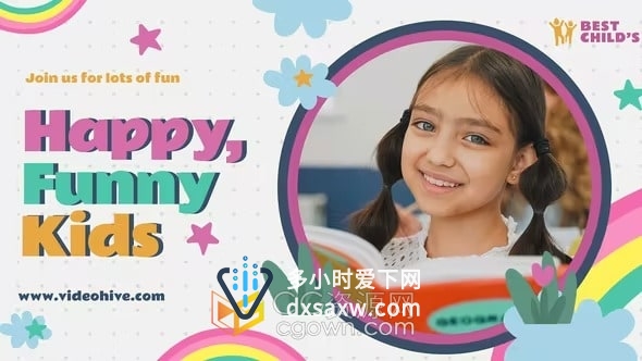 PR模板-五彩缤纷儿童电子相册幼儿园活动视频兴趣班培训机构宣传片