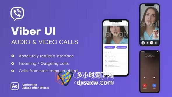 Viber UI 逼真用户界面语音和视频通话-AE模板