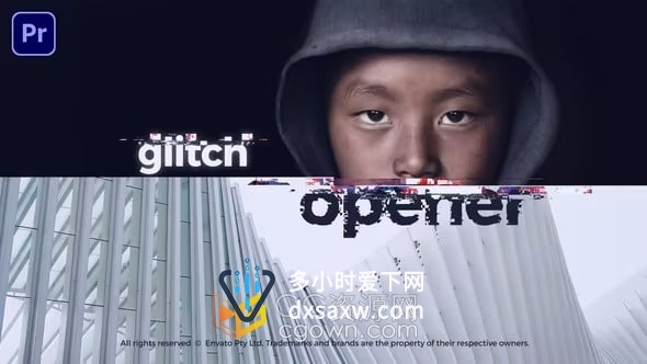 PR模板-故障过渡效果文字介绍数字商业纪录片时尚城市商场宣传片