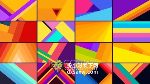 AE模板-多彩形状过渡转场效果元素包