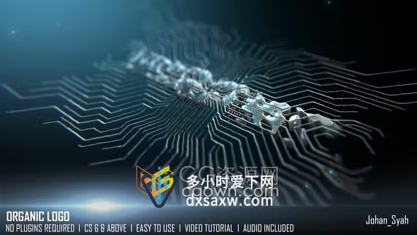 AE科技片头模板-纳米技术高科技分子结构演示电路标志动画