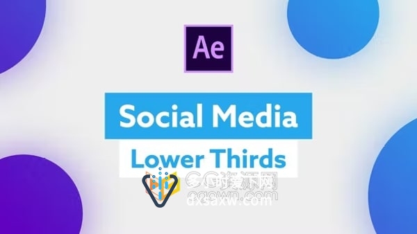AE文字动画模板-自定义社交媒体下三分之一字幕条标题