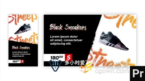 PR模板-带垂直版涂鸦笔触动画展示产品报价商品促销宣传视频