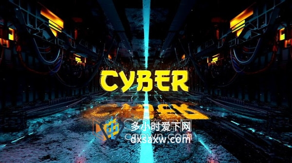 AE片头模板赛博朋克风科幻隧道标志LOGO动画