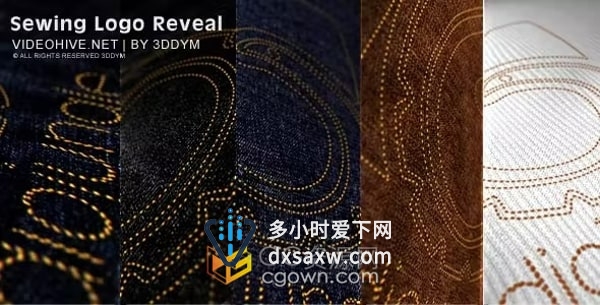 AE模板-独特工业风3D动画布料缝纫标志显示Sewing Logo Reveal