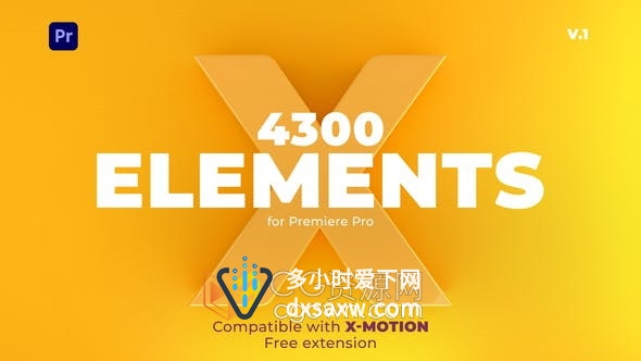 Premiere Pro扩展脚本X-Elements 4300个动画元素效果视频制作-PR模板
