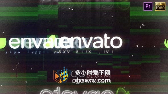 Premiere Glitch Logo数字失真动态损坏视频片头-PR模板