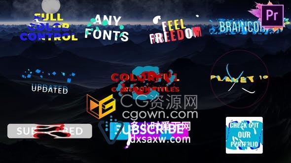 10组MOGRT预设彩色卡通图形动画文字标题视频字幕效果制作-PR模板下载