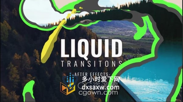 AE转场模板-彩色液体图形动画过渡效果Liquid Transitions