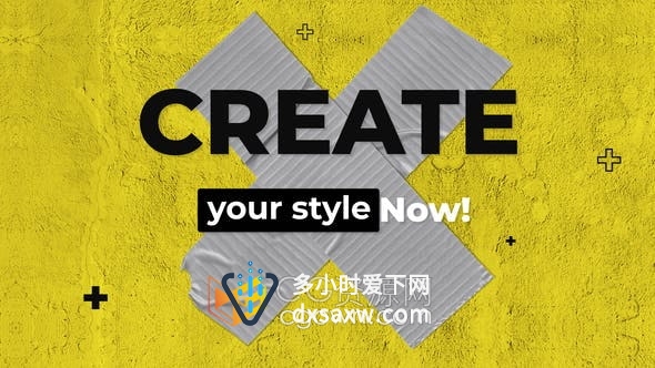 AE模板-粗糙混泥土灰黄墙面背景动画时尚现代美容服装品牌宣传片