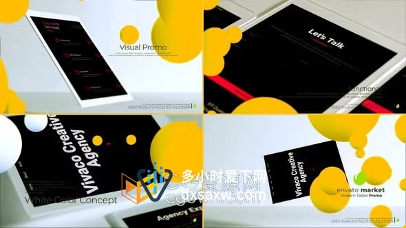 AE模板-平板电脑模型展示网站介绍APP应用程序推广3D产品广告