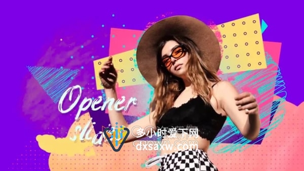 AE模板-流行时尚彩绘元素动画制作节目预告活动促销广告视频